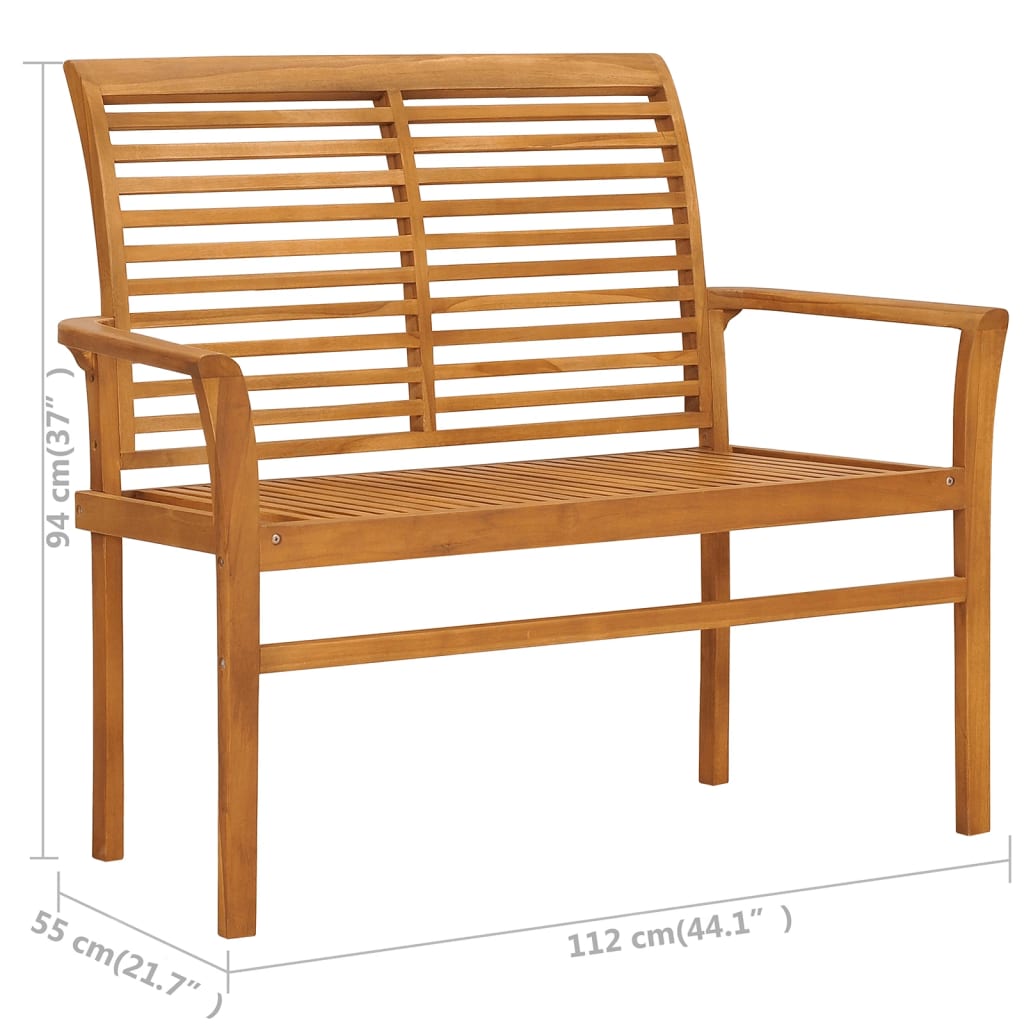 vidaXL Zahradní lavice se světle modrou poduškou 112 cm masivní teak