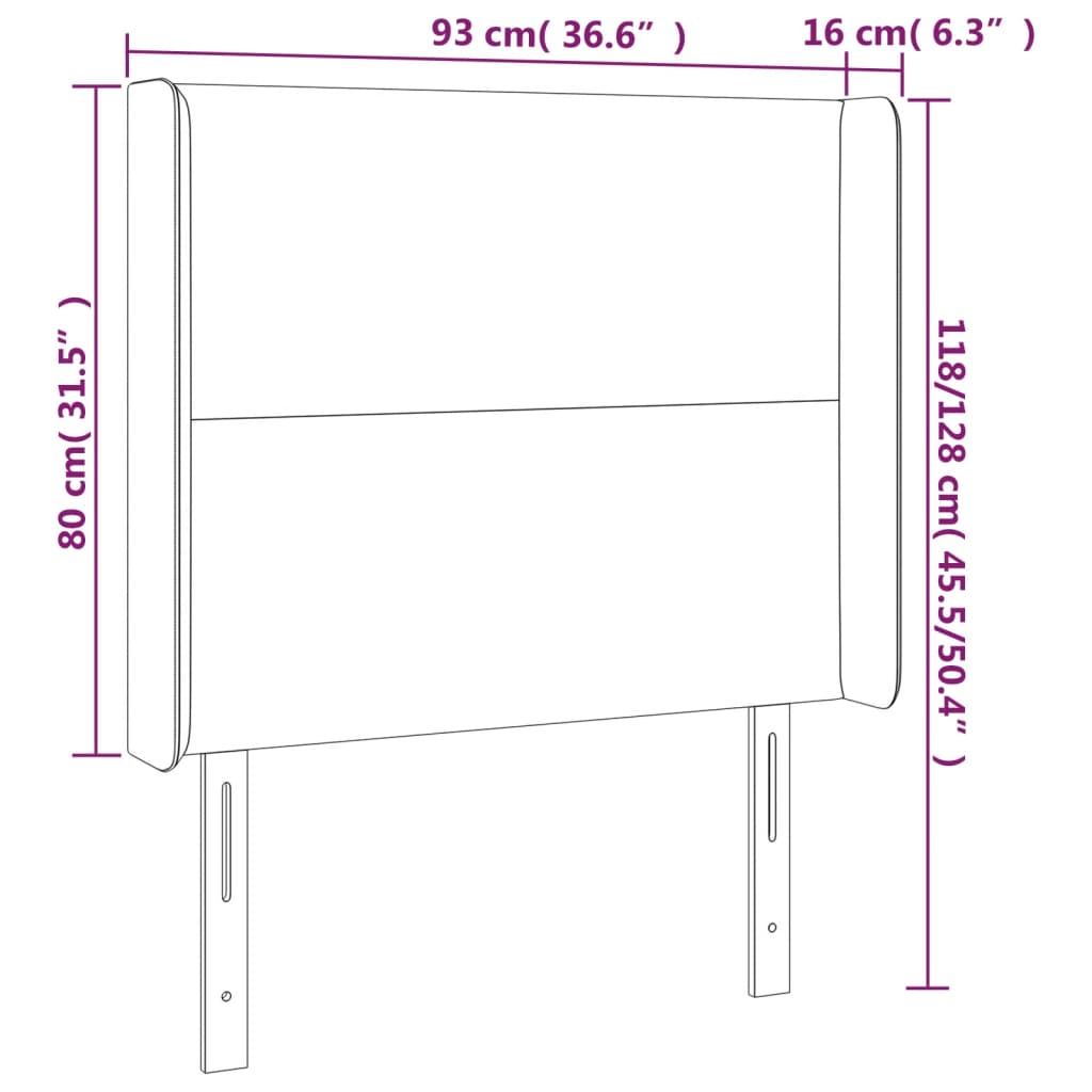 vidaXL Čelo postele s LED tmavě hnědé 93 x 16 x 118/128 cm textil