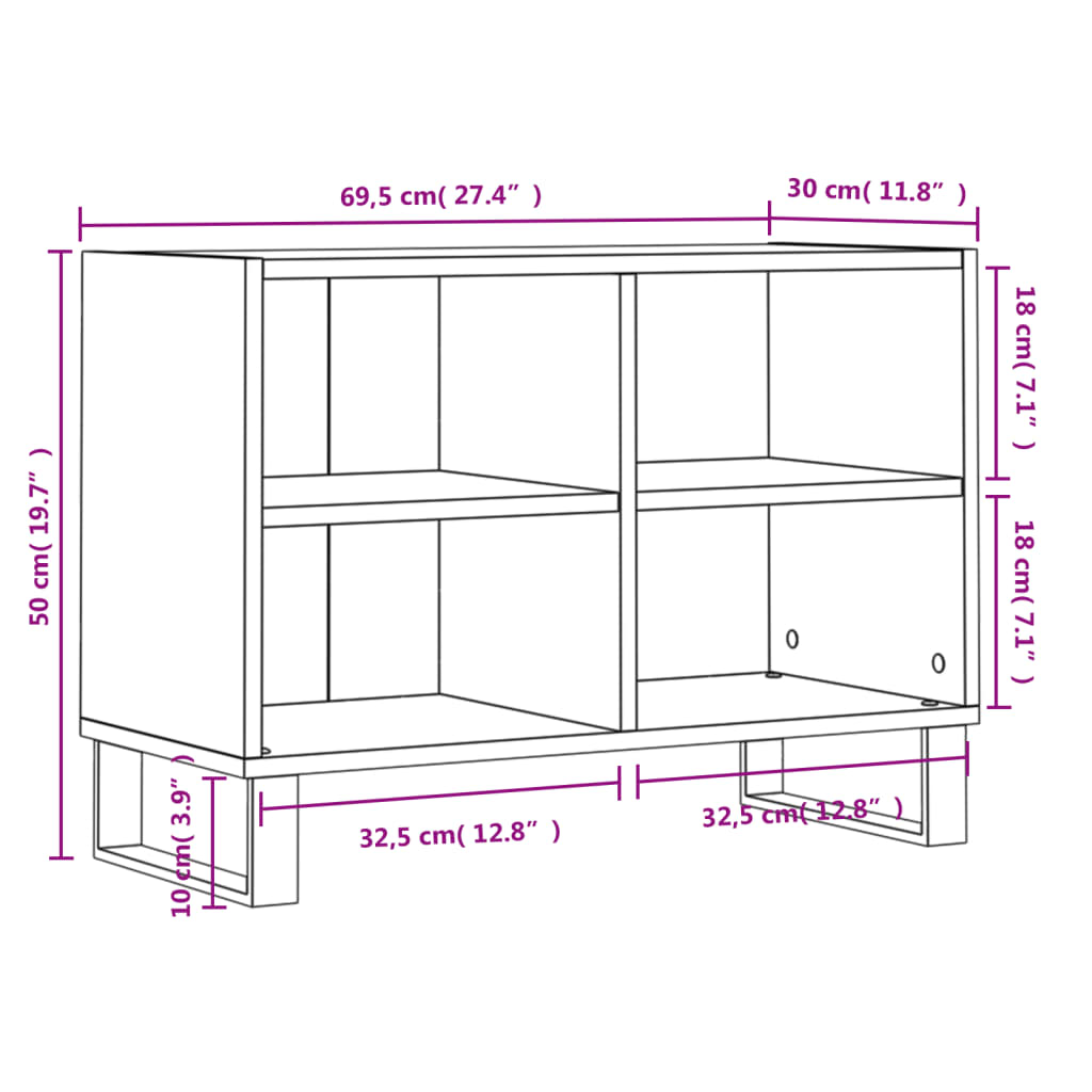 vidaXL TV skříňka bílá 69,5 x 30 x 50 cm kompozitní dřevo