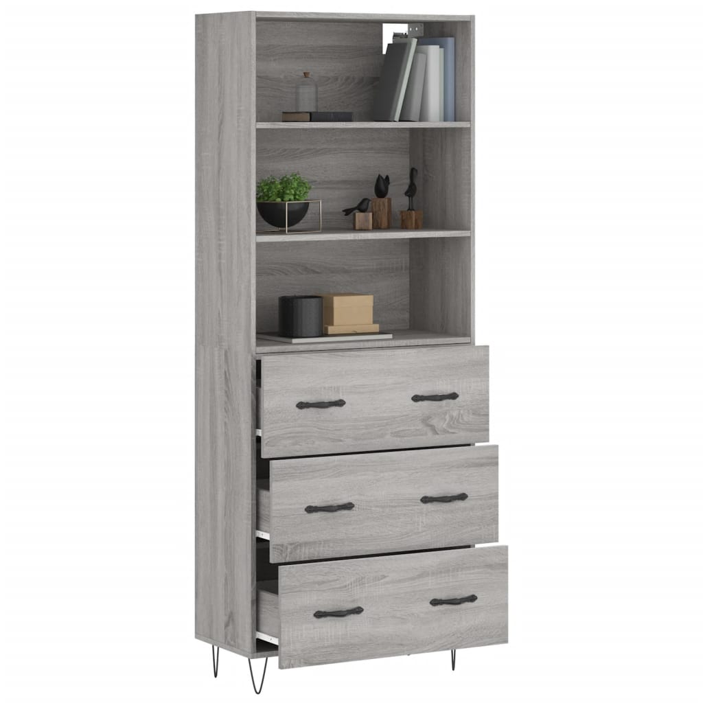 vidaXL Skříň highboard šedá sonoma 69,5 x 34 x 180 cm kompozitní dřevo