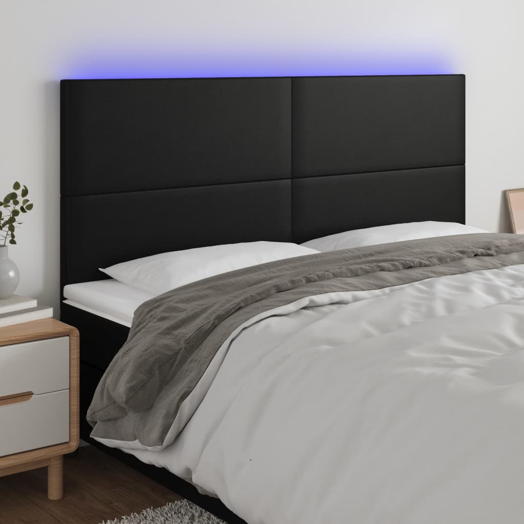 vidaXL Čelo postele s LED černé 180x5x118/128 cm umělá kůže