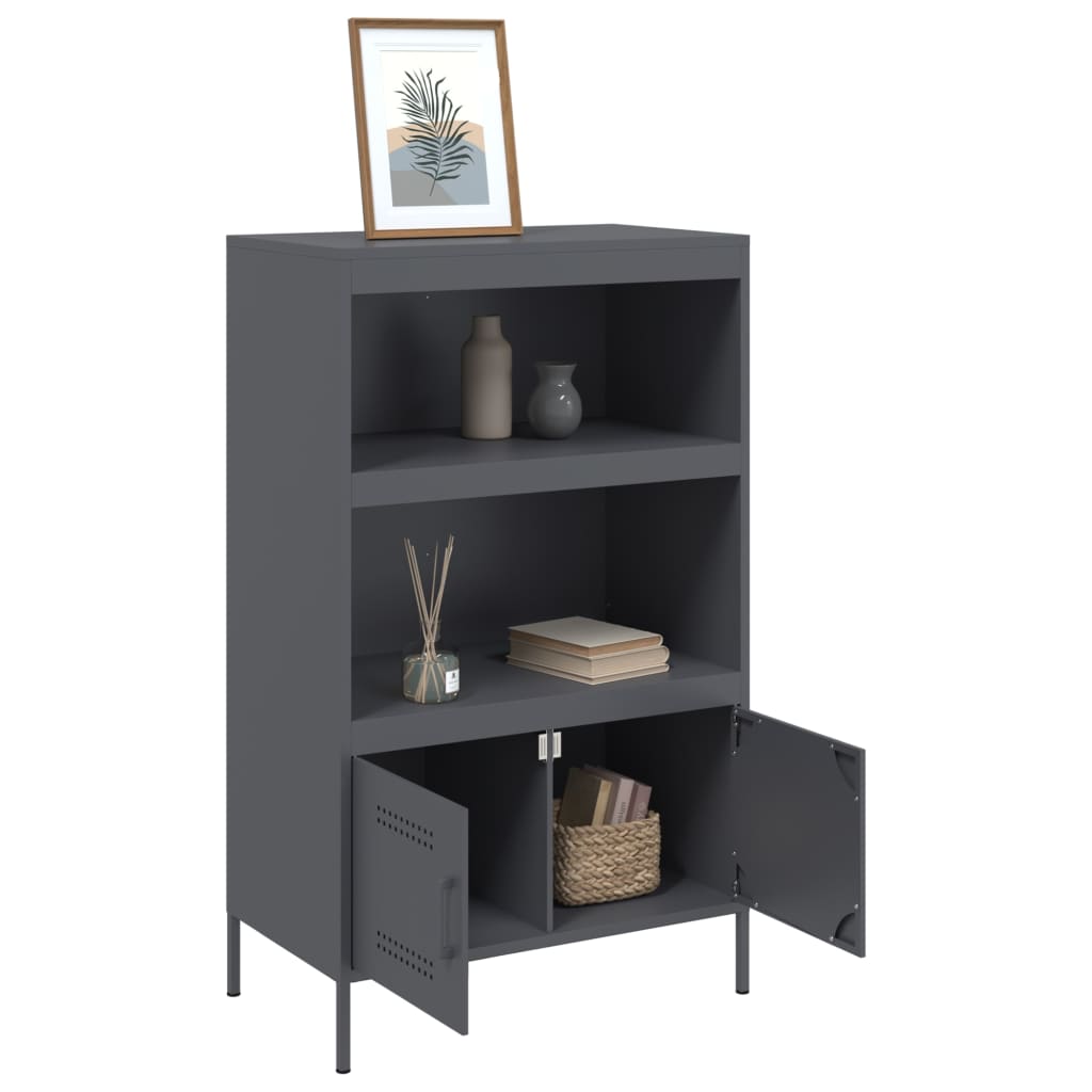 vidaXL Skříň highboard antracitová 68 x 39 x 113 cm ocel