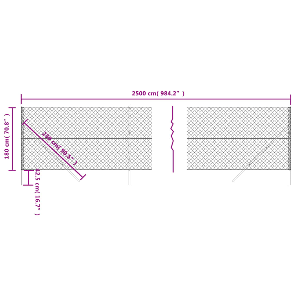 vidaXL Drátěné pletivo antracitové 1,8 x 25 m