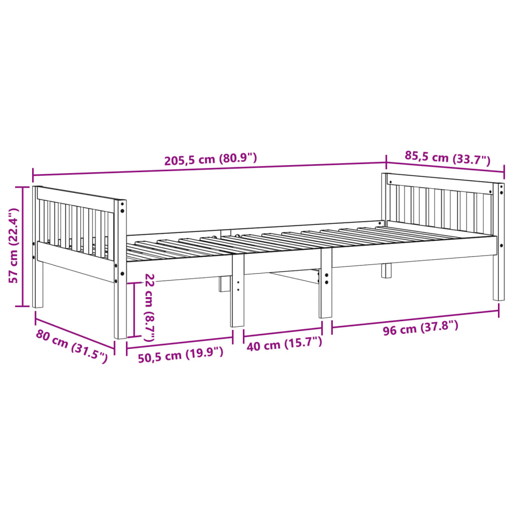 vidaXL Dětská postel bez matrace voskově hnědá 80 x 200 cm borovice