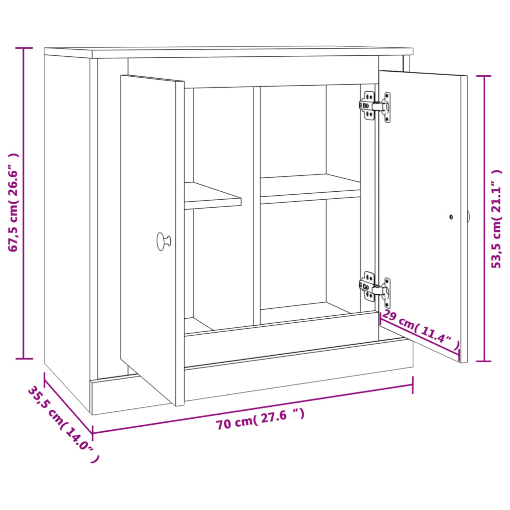 vidaXL Příborník betonově šedý 70 x 35,5 x 67,5 cm kompozitní dřevo