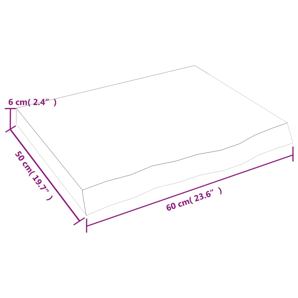 vidaXL Koupelnová deska tmavě hnědá 60x50x(2-6) cm ošetřený masiv