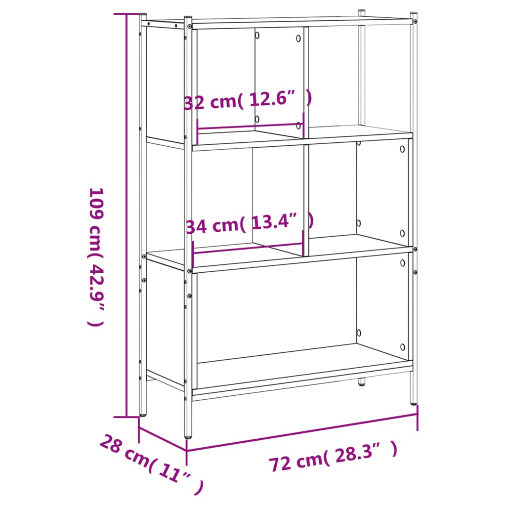 vidaXL Knihovna kouřový dub 72 x 28 x 109 cm kompozitní dřevo