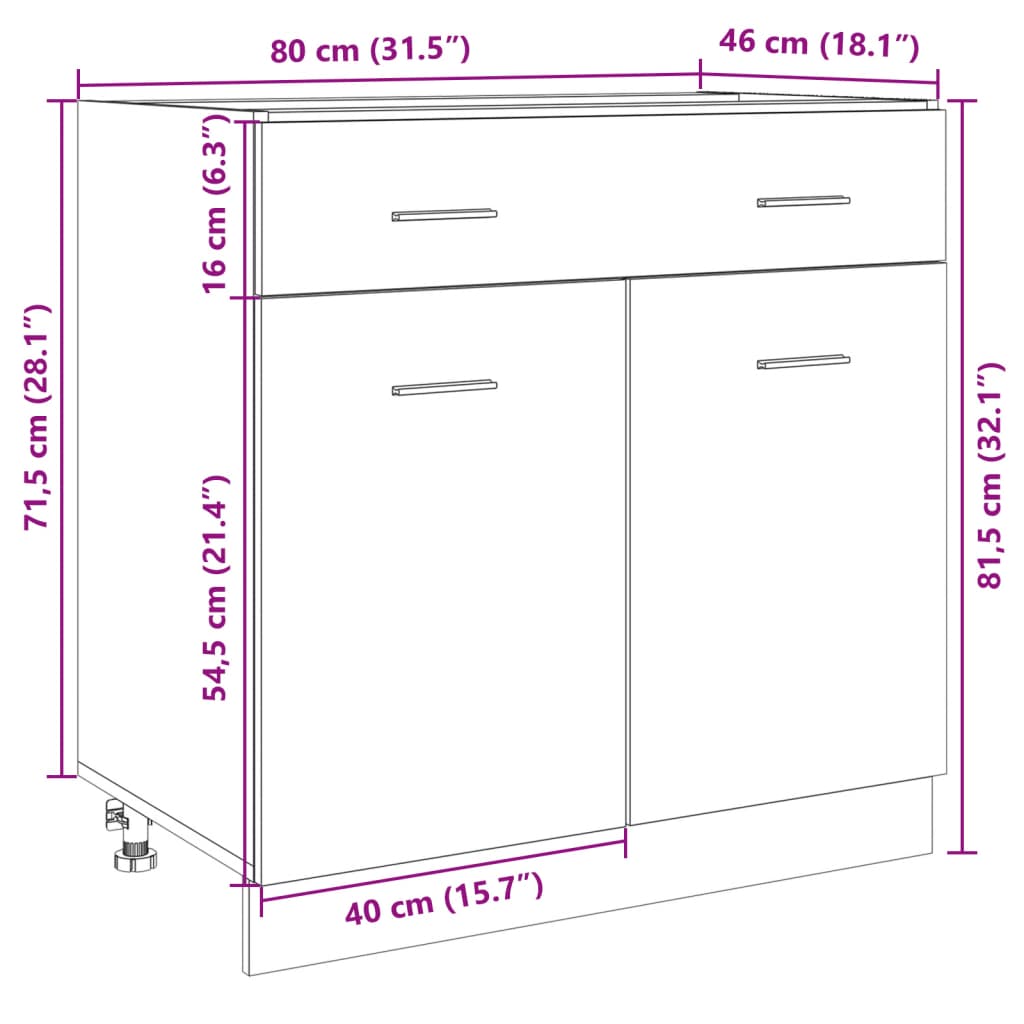 vidaXL Spodní skříňka se zásuvkou dub sonoma 80x46x81,5 cm dřevotříska