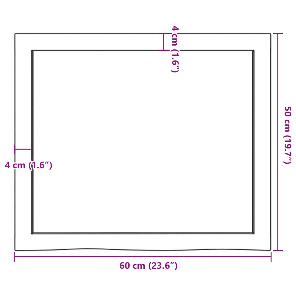 vidaXL Stolní deska 60x50x(2-4) cm neošetřený masivní dubové dřevo