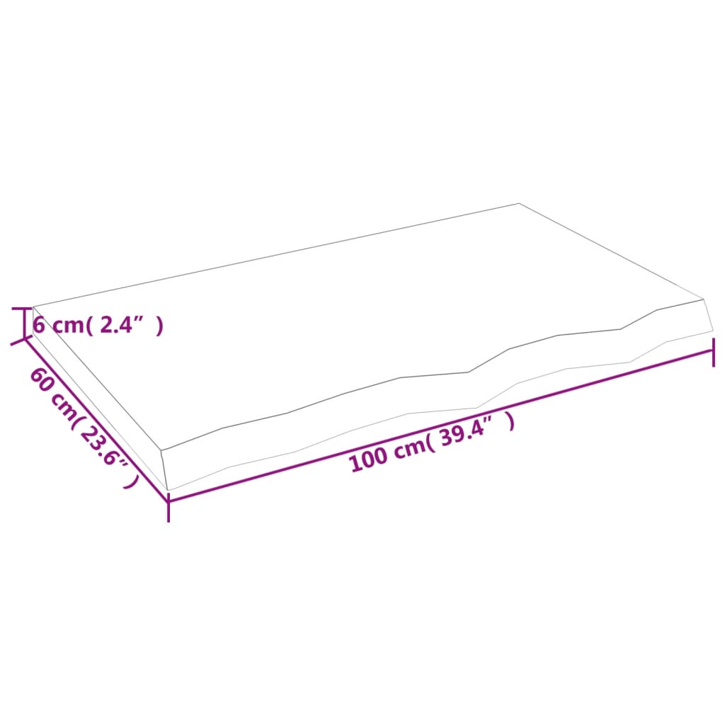 vidaXL Koupelnová deska tmavě hnědá 100x60x(2-6) cm ošetřený masiv