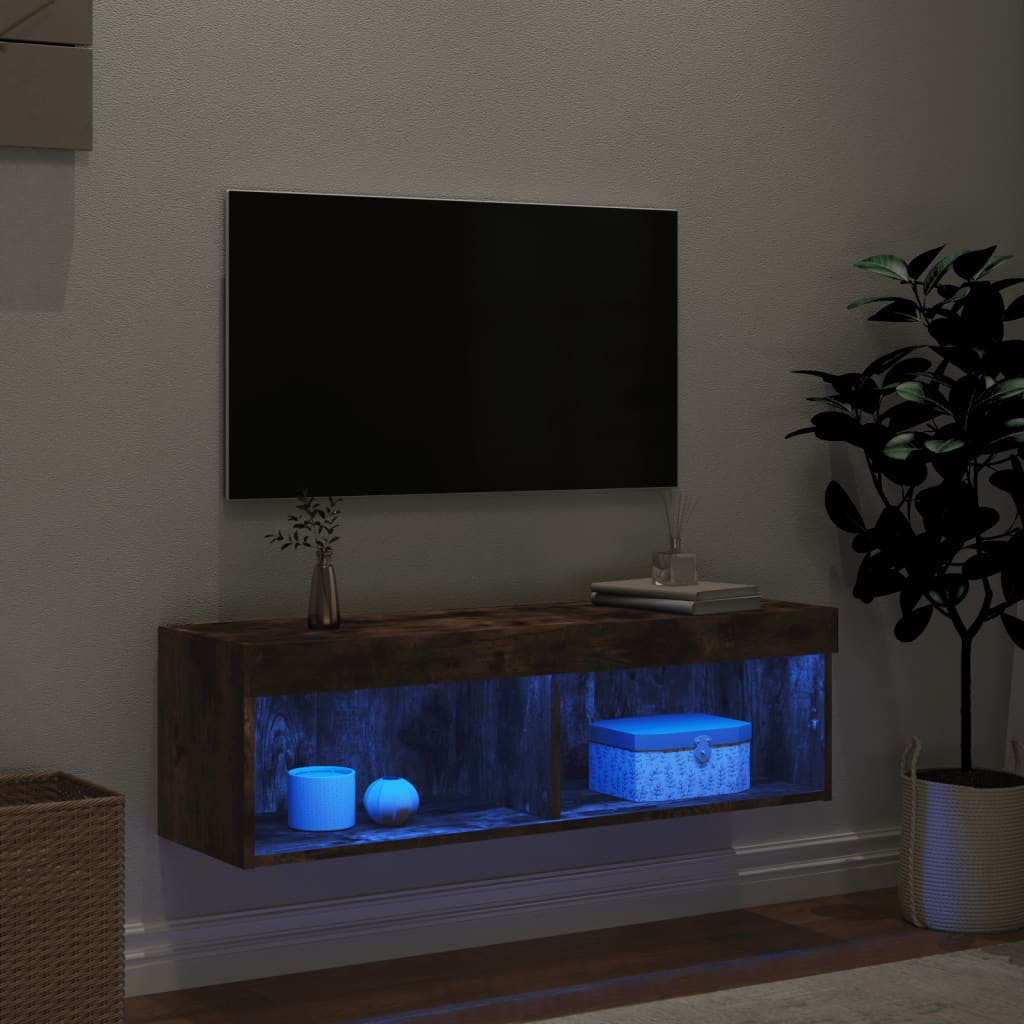 vidaXL TV skříňka s LED osvětlením kouřový dub 100 x 30 x 30 cm