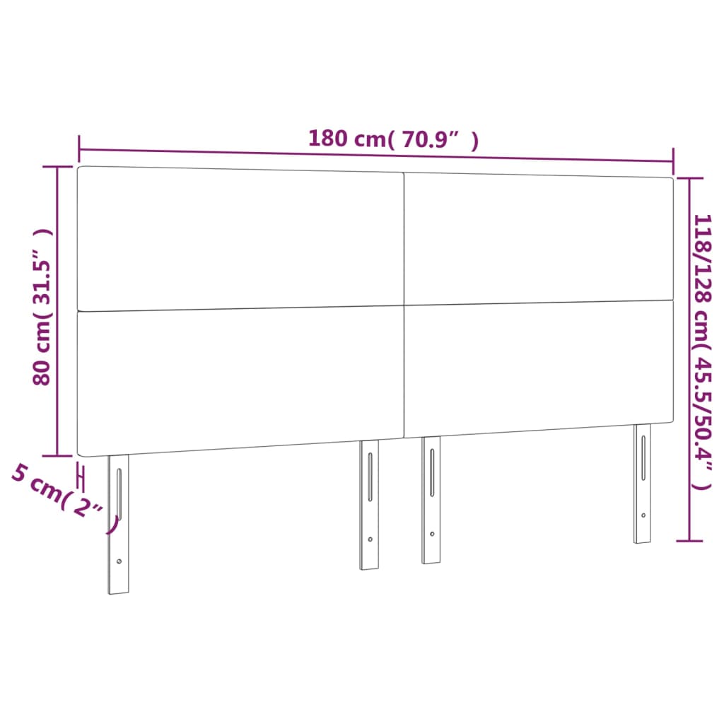 vidaXL Čelo postele s LED černé 180x5x118/128 cm umělá kůže