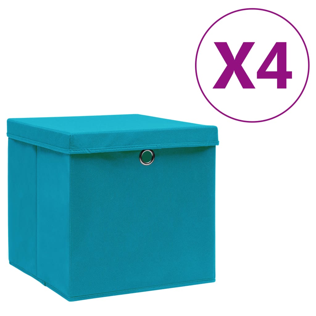 vidaXL Úložné boxy s víky 4 ks 28 x 28 x 28 cm bledě modré