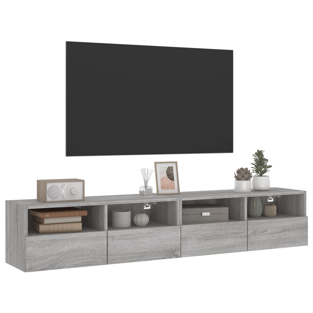 vidaXL Nástěnné TV skříňky 2 ks šedé sonoma 80 x 30 x 30 cm kompozit