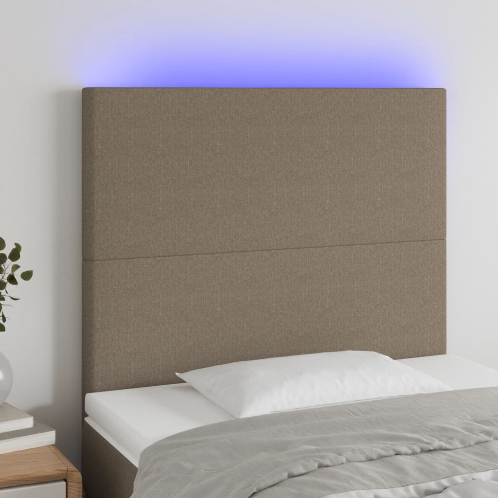 vidaXL Čelo postele s LED taupe 100x5x118/128 cm textil