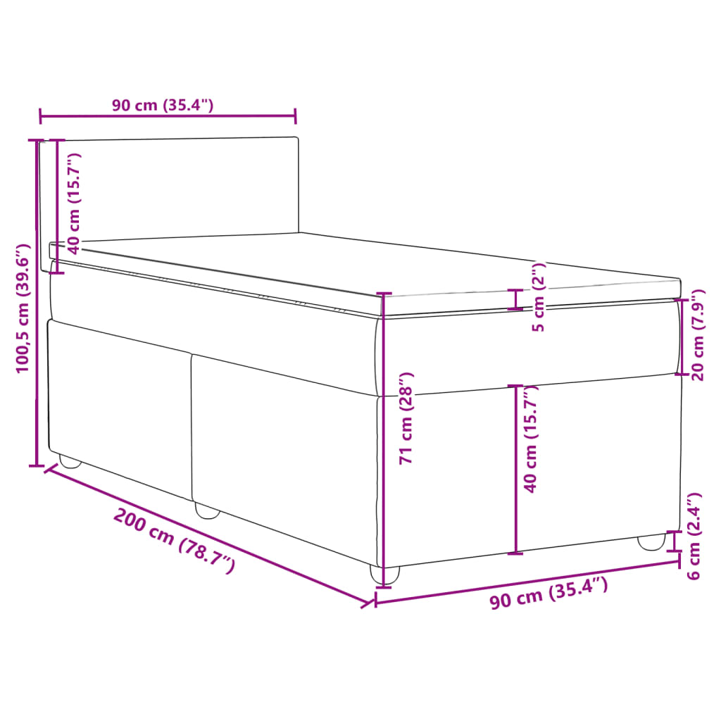 vidaXL Box spring postel s matrací světle šedá 90x200 cm textil