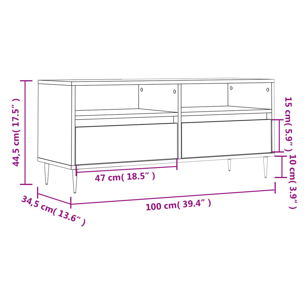 vidaXL TV skříňka bílá vysoký lesk 100x34,5x44,5 cm kompozitní dřevo