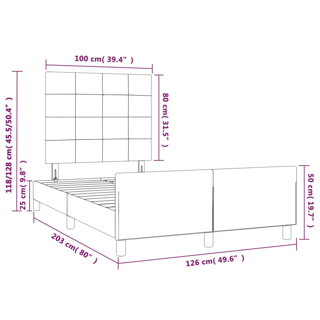 vidaXL Rám postele s čelem růžový 120 x 200 cm samet