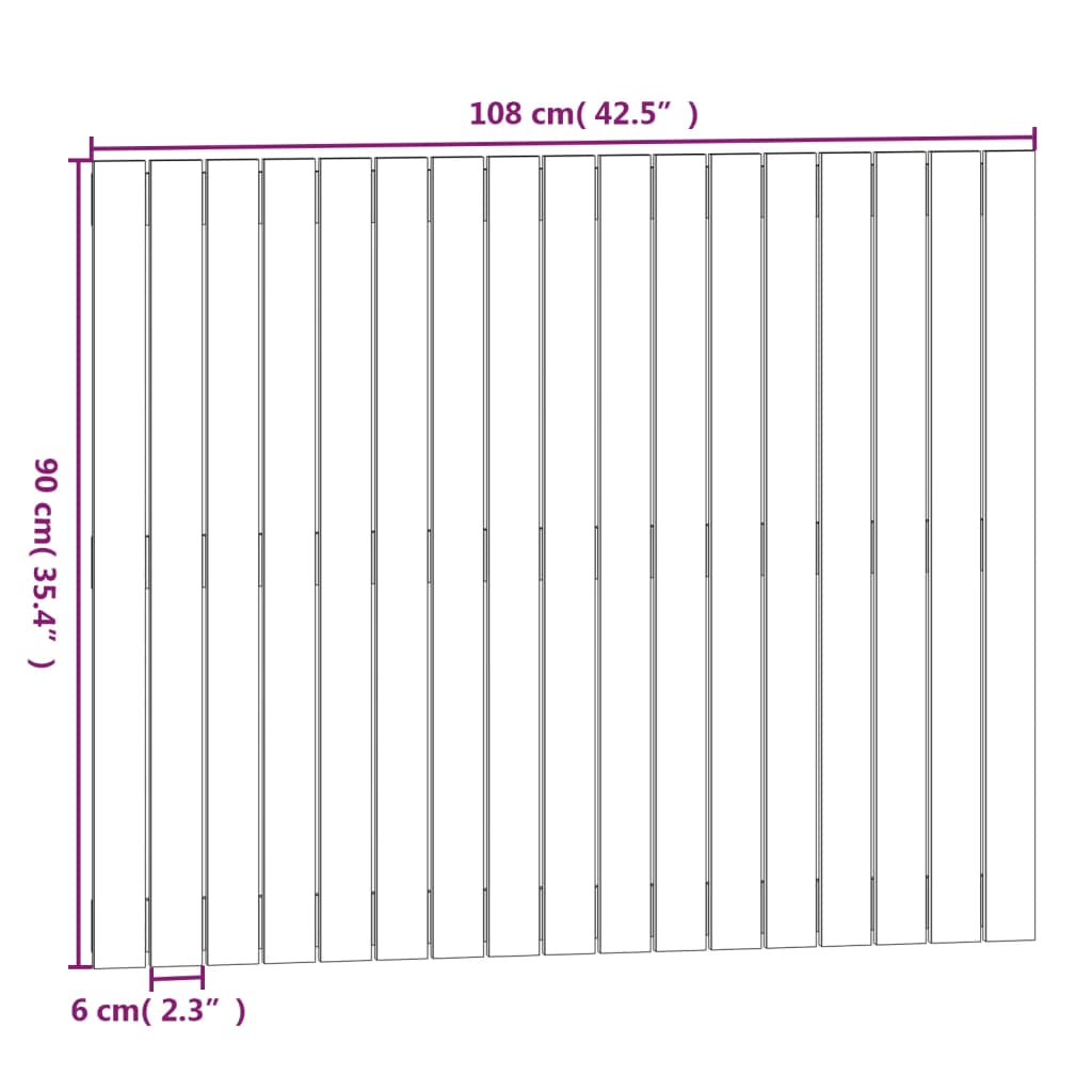 vidaXL Nástěnné čelo postele šedé 108x3x90 cm masivní borové dřevo