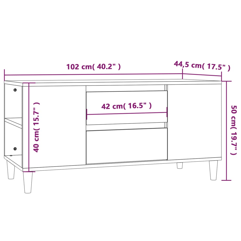 vidaXL TV skříňka hnědý dub 102x44,5x50 cm kompozitní dřevo