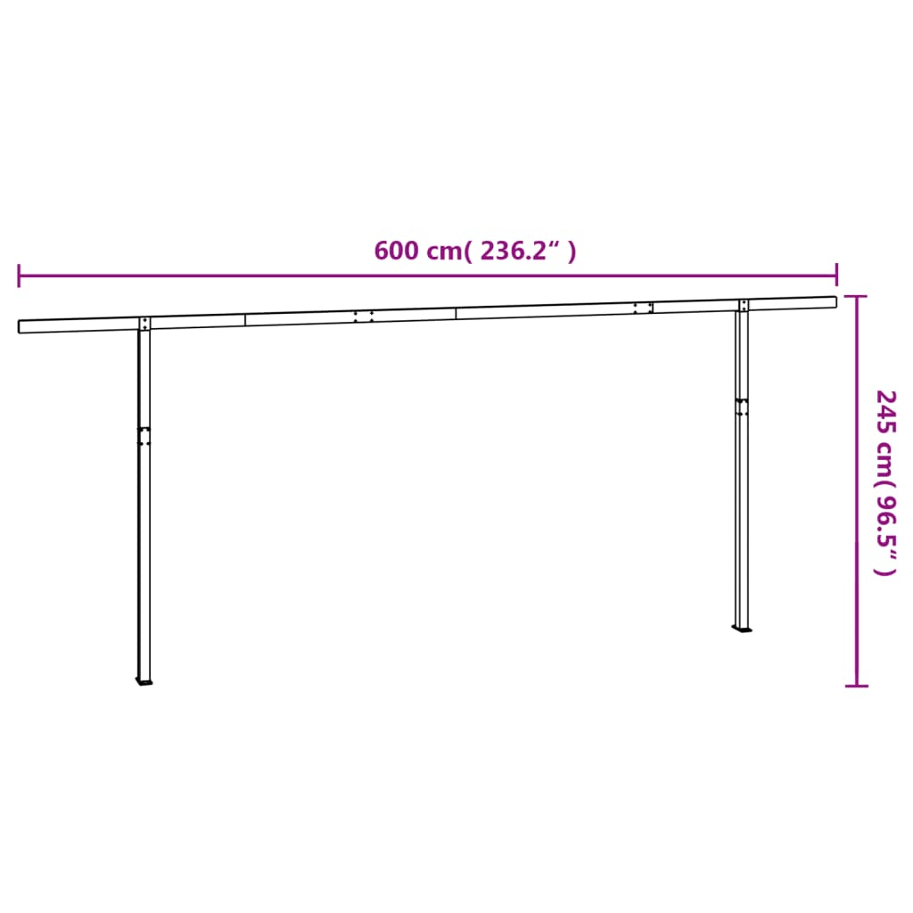 vidaXL Sada sloupků pro markýzu antracitová 600 x 245 cm železo