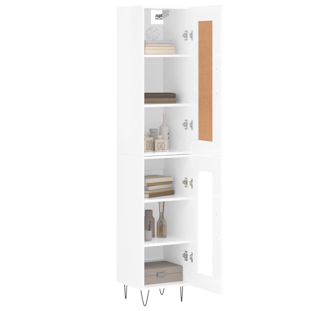 vidaXL Skříň highboard bílá s vysokým leskem 34,5x34x180 cm kompozit