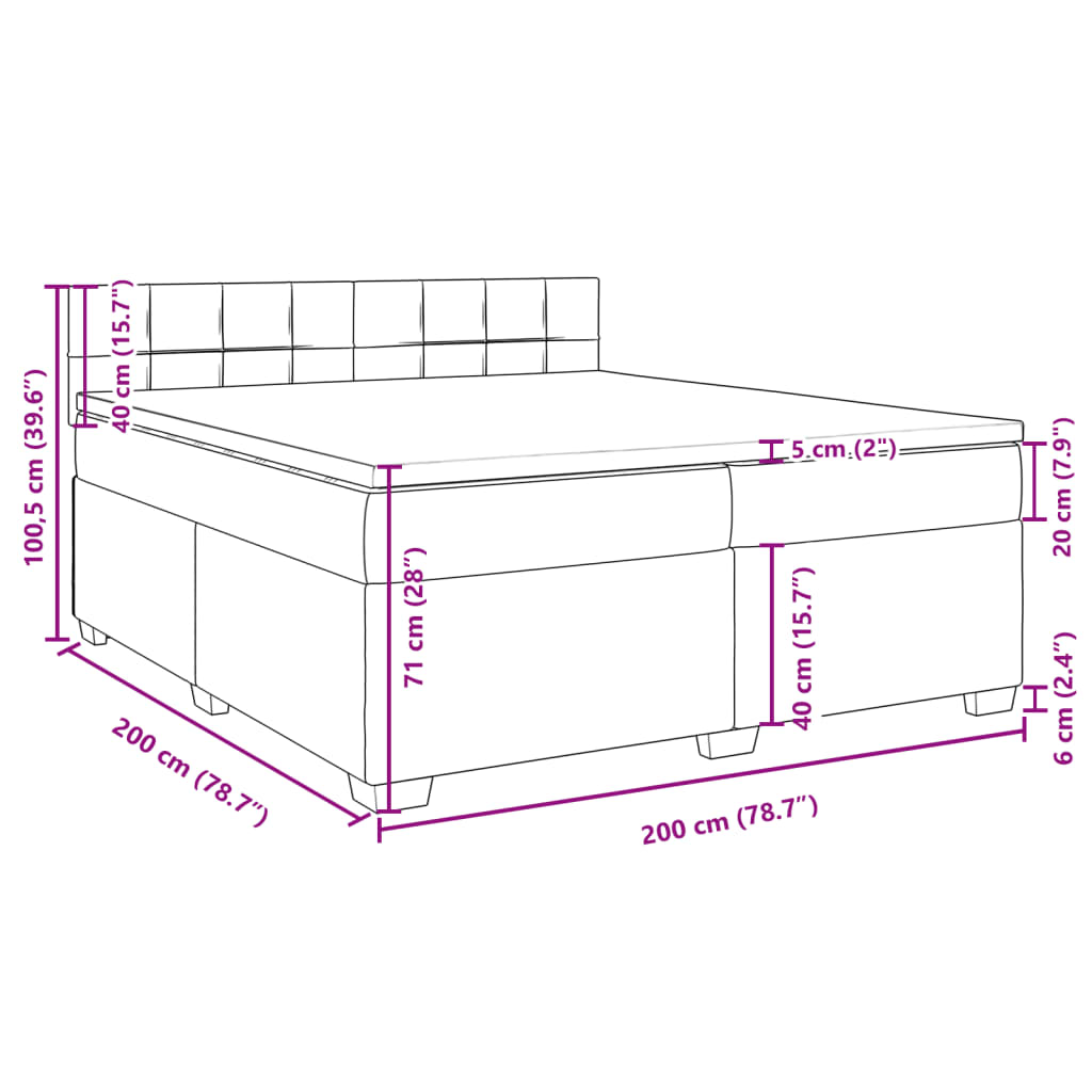 vidaXL Box spring postel s matrací světle šedá 200 x 200 cm textil