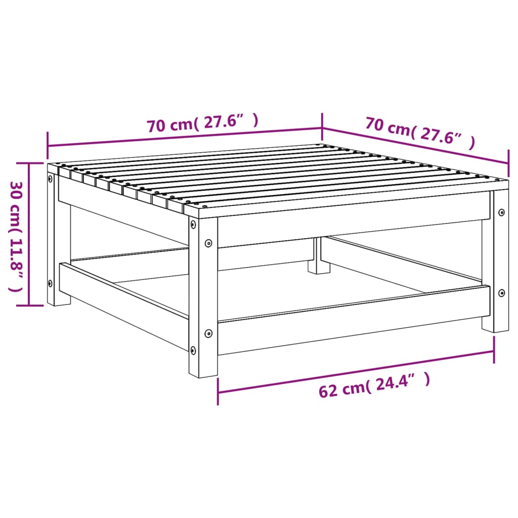 vidaXL Zahradní podnožka 70 x 70 x 30 cm impregnovaná borovice