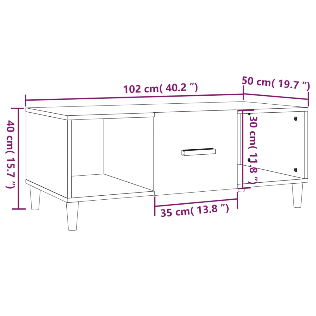 vidaXL Konferenční stolek bílý 102 x 50 x 40 cm kompozitní dřevo