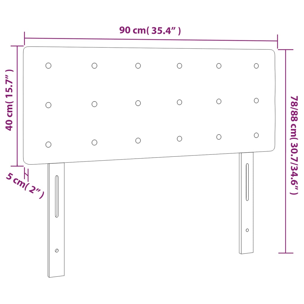 vidaXL Čelo postele s LED tmavě šedé 90x5x78/88 cm textil