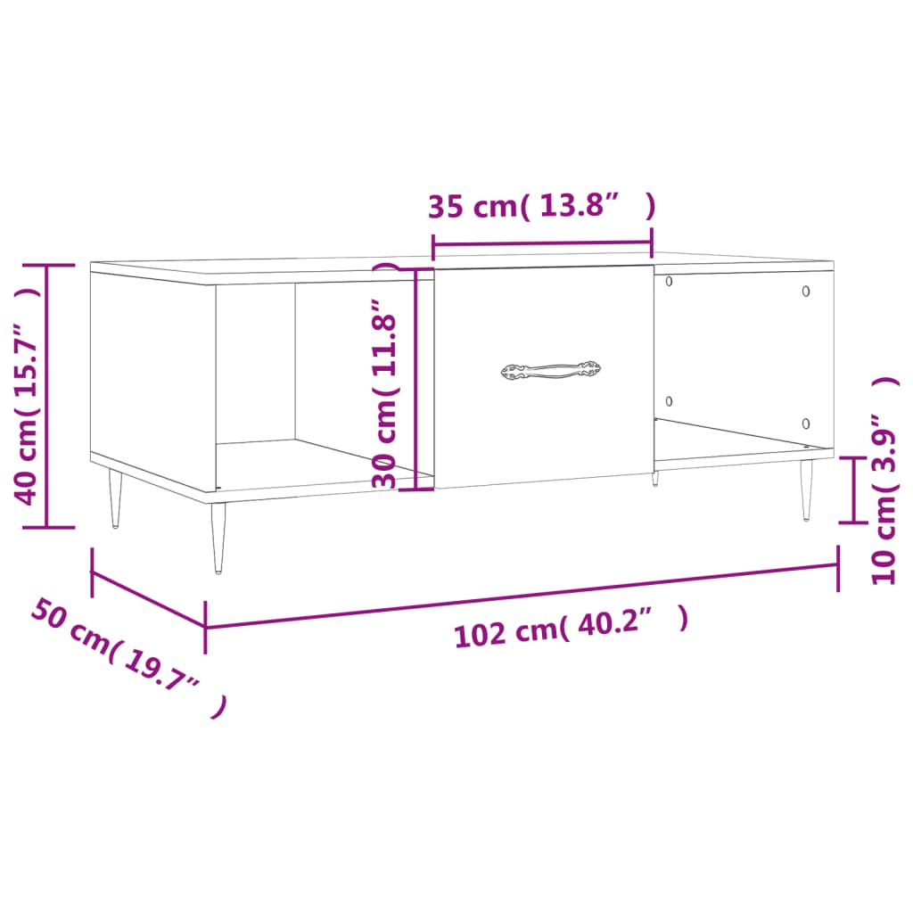 vidaXL Konferenční stolek černý 102 x 50 x 40 cm kompozitní dřevo