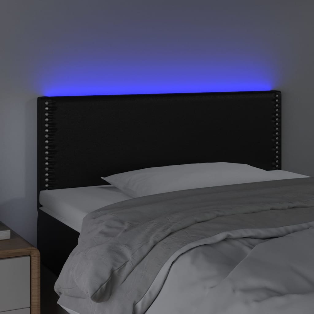 vidaXL Čelo postele s LED černé 90x5x78/88 cm umělá kůže