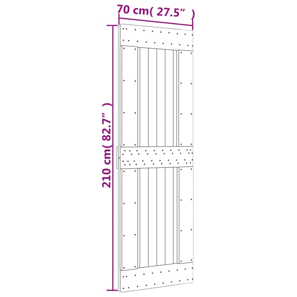 vidaXL Posuvné dveře s kováním 70 x 210 cm masivní borové dřevo