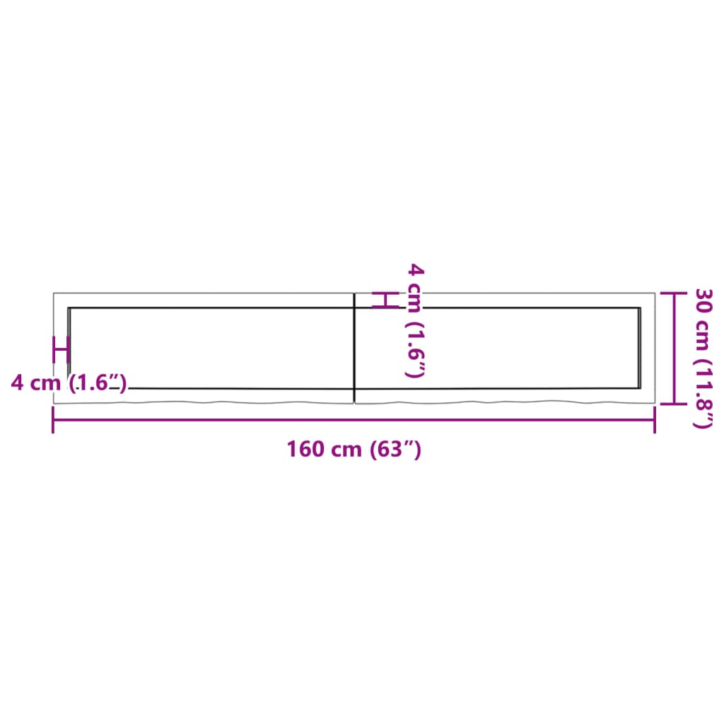 vidaXL Koupelnová deska 160x30x(2-6) cm neošetřené masivní dřevo