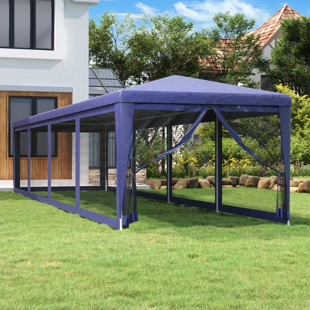 vidaXL Party stan s 10 síťovanými bočnicemi modrý 3 x 12 m HDPE