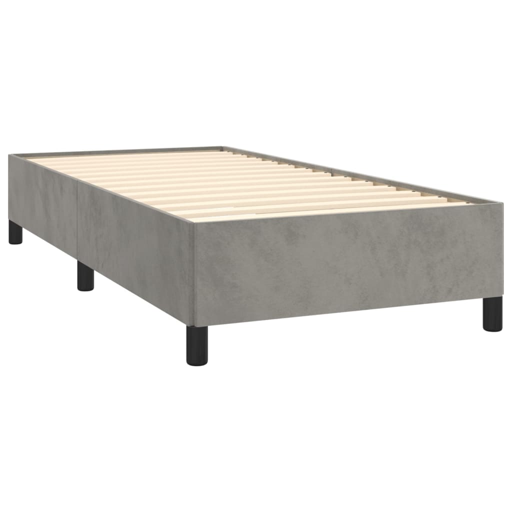 vidaXL Box spring postel s matrací světle šedá 90x200 cm samet