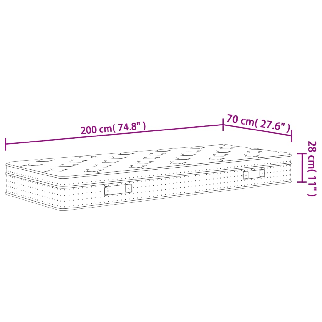 vidaXL Taštičková pružinová matrace medium plus 70 x 200 cm