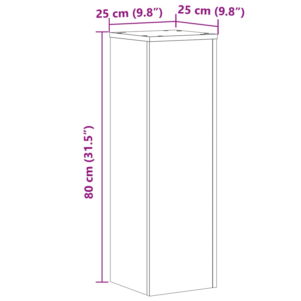 vidaXL Stojany na rostliny 2 ks hnědý dub 25x25x80 cm kompozitní dřevo