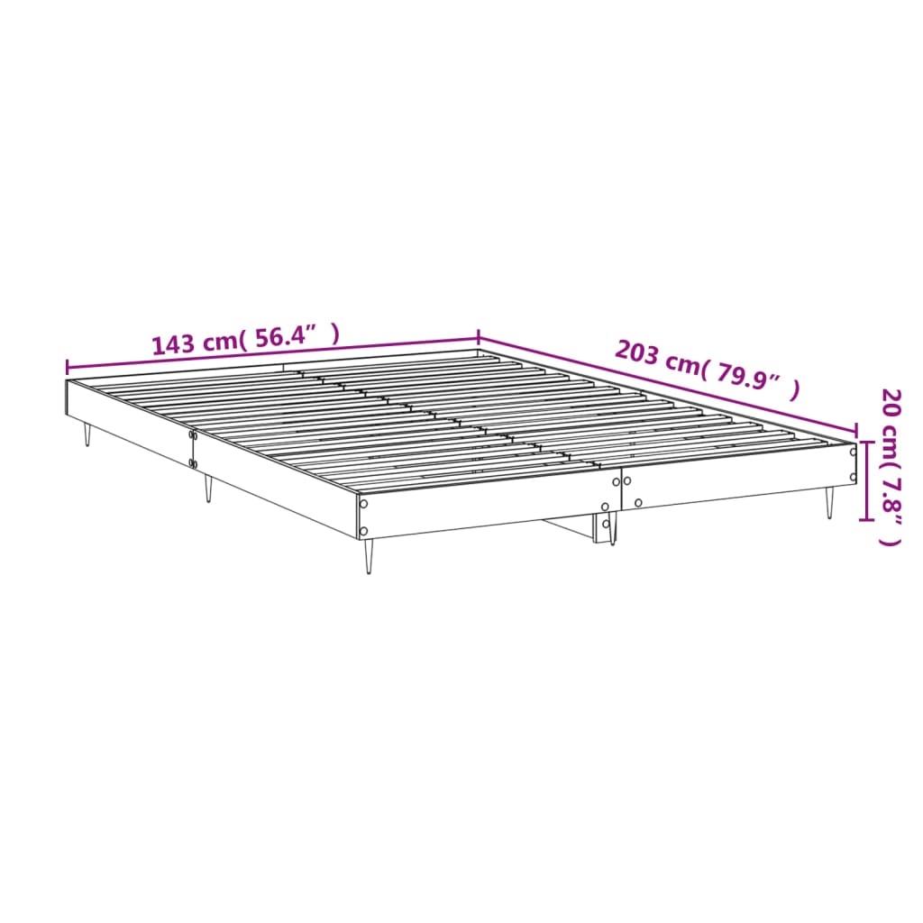 vidaXL Rám postele bez matrace kouřový dub 140x200 cm kompozitní dřevo