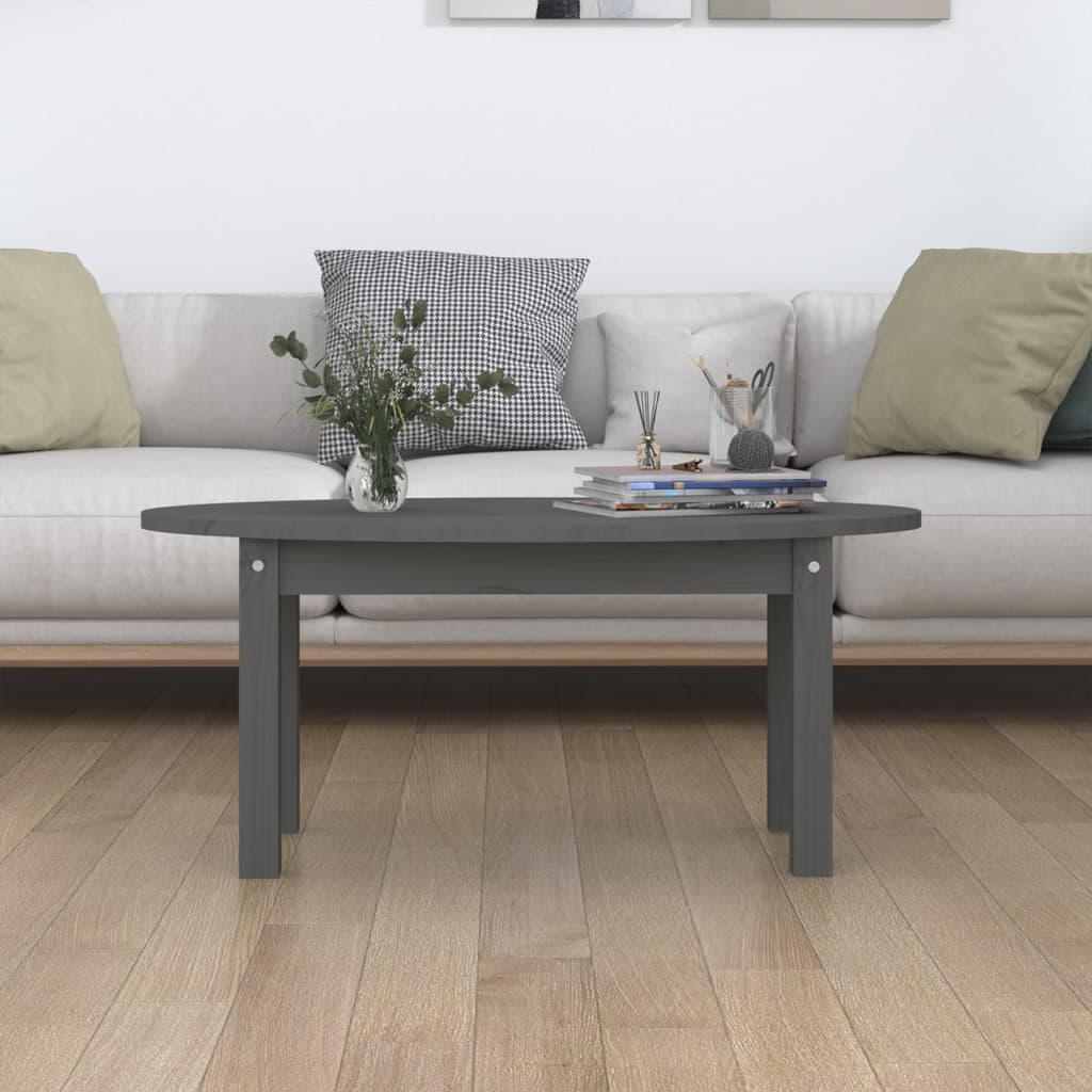 vidaXL Konferenční stolek šedý 80 x 40 x 35 cm masivní borové dřevo