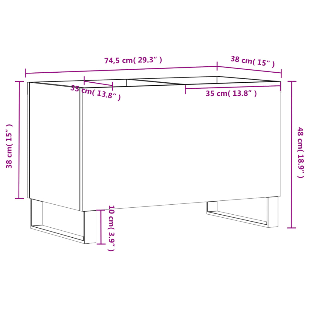 vidaXL Skříňka na LP desky hnědý dub 74,5x38x48 cm kompozitní dřevo