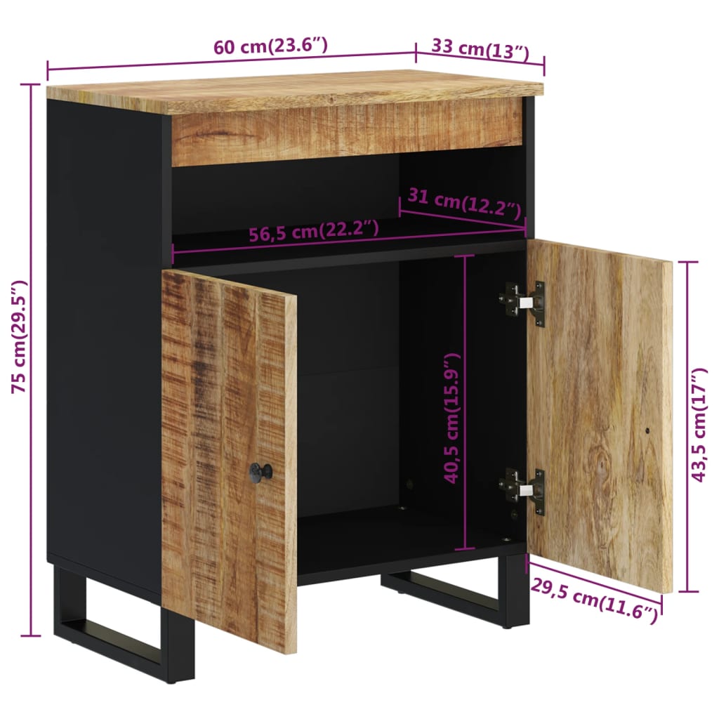 vidaXL Příborník se 2 dvířky 60x33x75 cm masivní mangovníkové dřevo