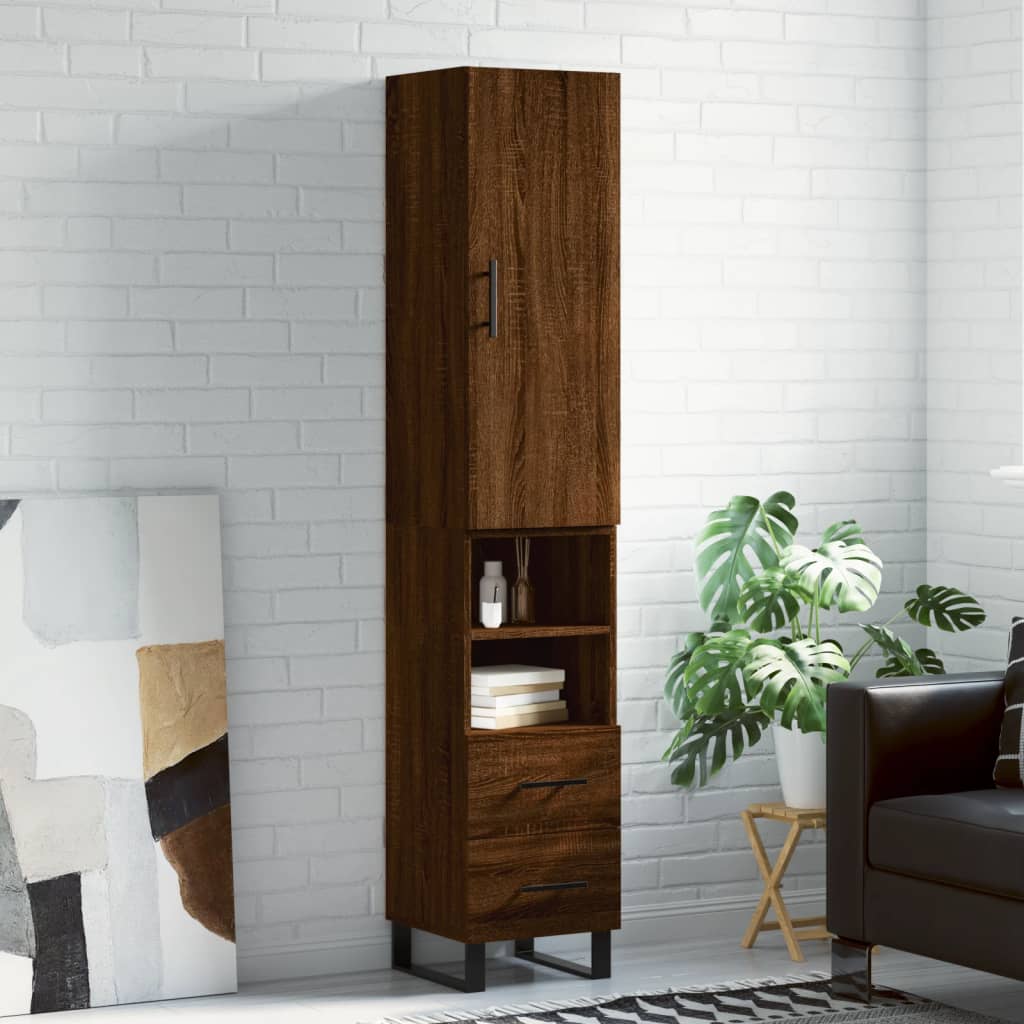 vidaXL Skříň highboard hnědý dub 34,5 x 34 x 180 cm kompozitní dřevo