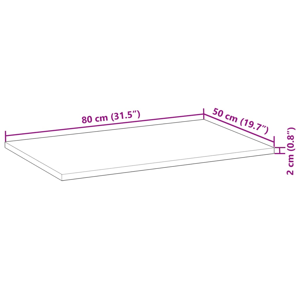 vidaXL Koupelnová deska neošetřená 80x50x2 cm masivní akáciové dřevo