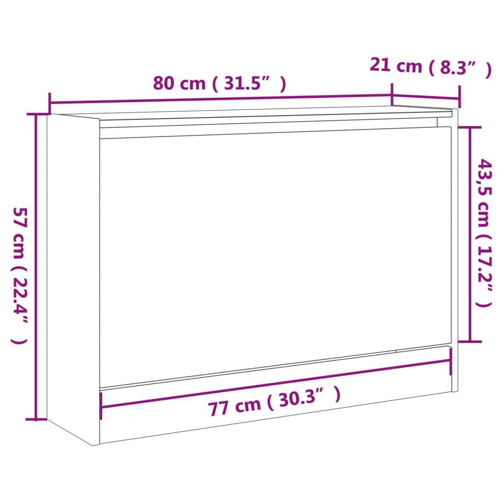 vidaXL Botník šedý sonoma 80 x 21 x 57 cm kompozitní dřevo