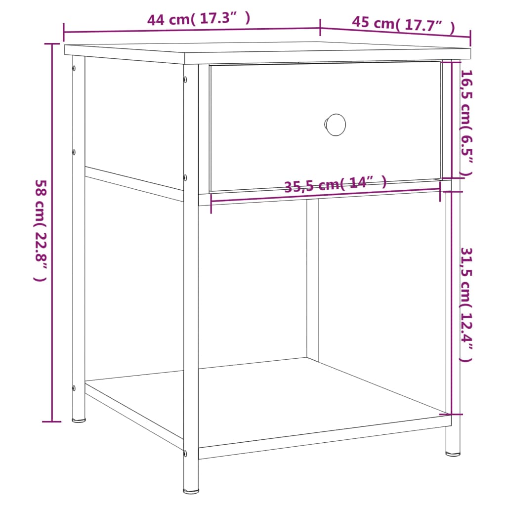 vidaXL Noční stolky 2 ks hnědý dub 44 x 45 x 58 cm kompozitní dřevo