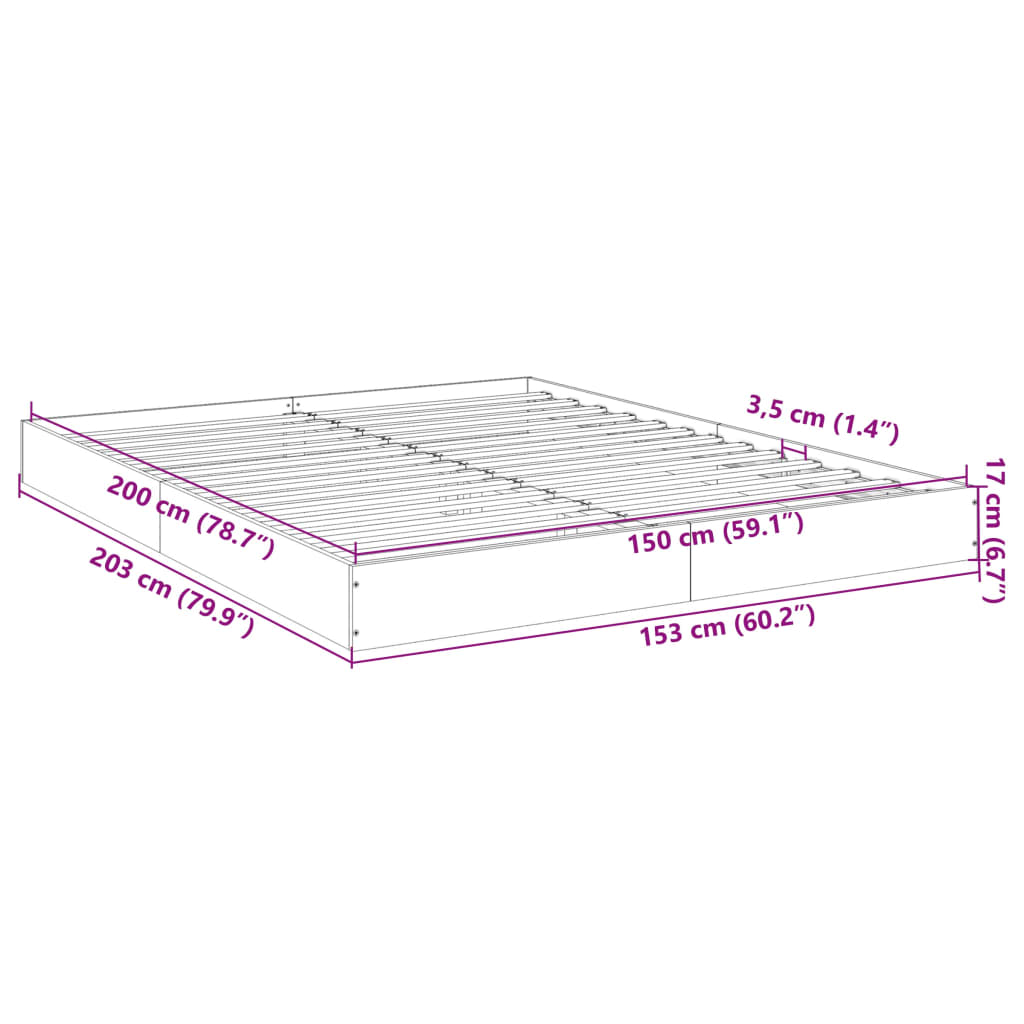 vidaXL Rám postele bez matrace hnědý dub 150 x 200 cm kompozitní dřevo