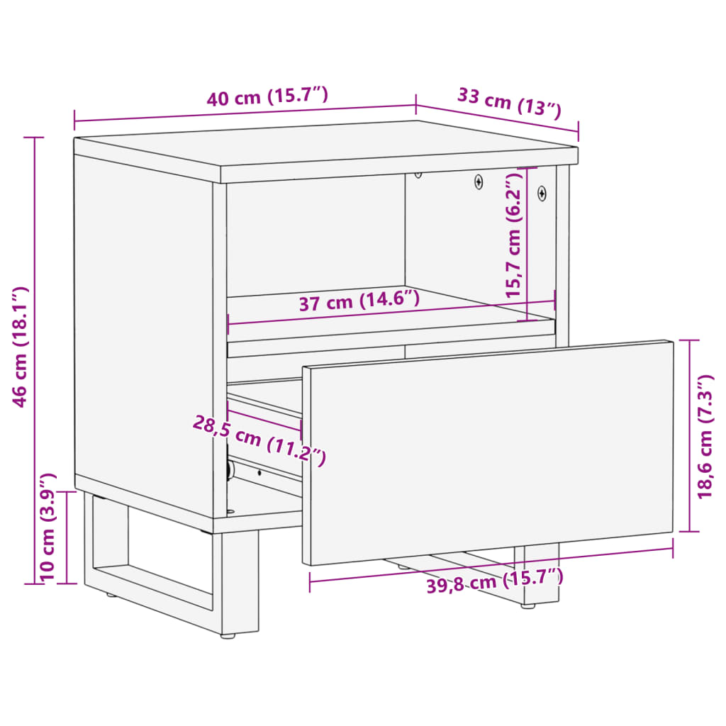 vidaXL Noční stolky 2 ks 40 x 34 x 46 cm masivní recyklované dřevo