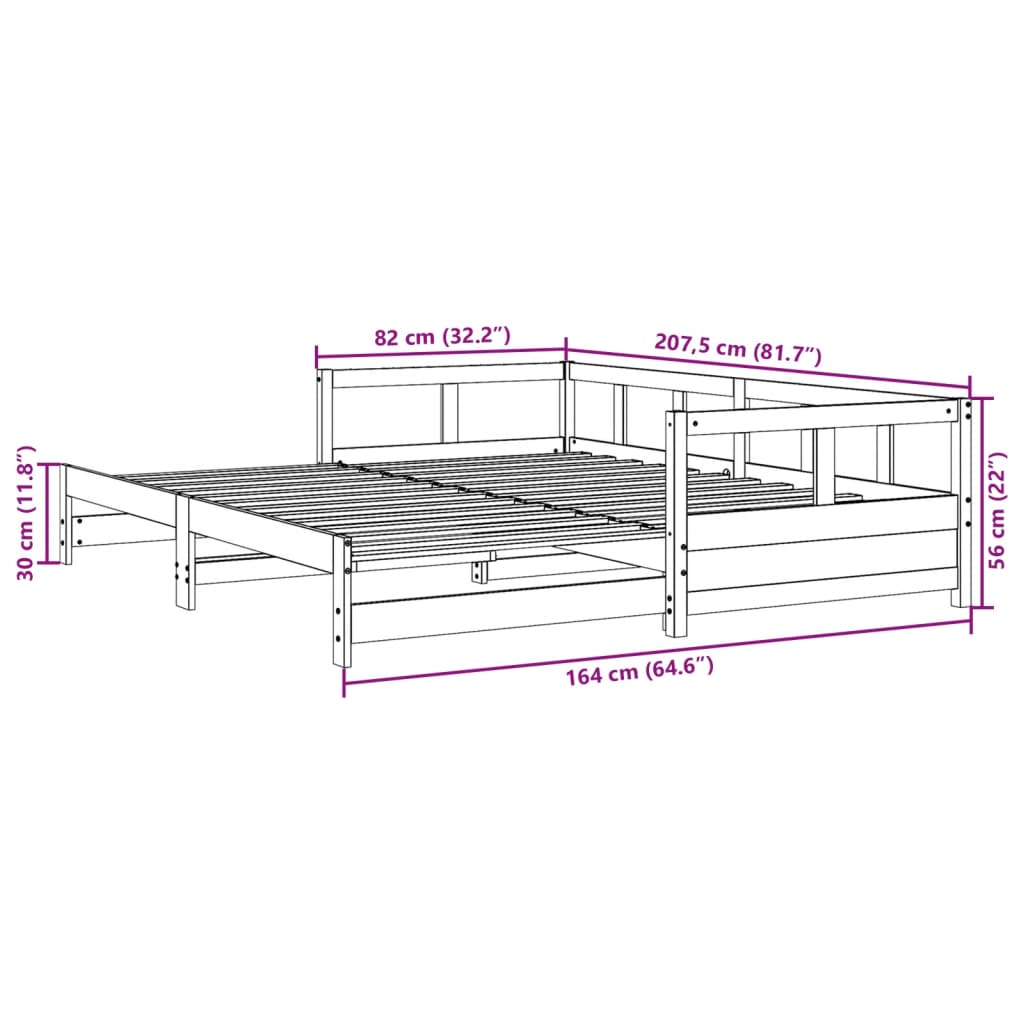 vidaXL Válenda bez matrace voskově hnědá 80 x 200 cm masivní borovice