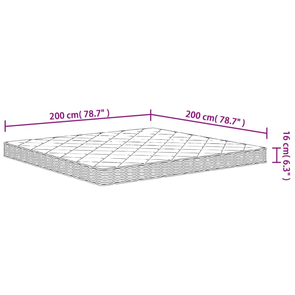 vidaXL Pěnová matrace středně měkká 200 x 200 cm